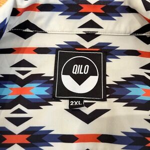 Qilo Shirt Mens 2XL Loop Collar Camp Aztec Southwestern Vacation Resort AOP